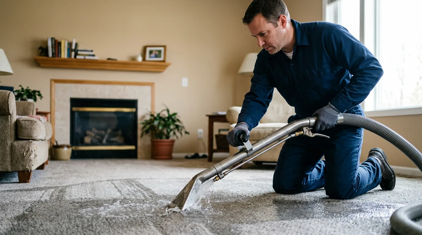 Water damage restoration technician working near Manville, NJ